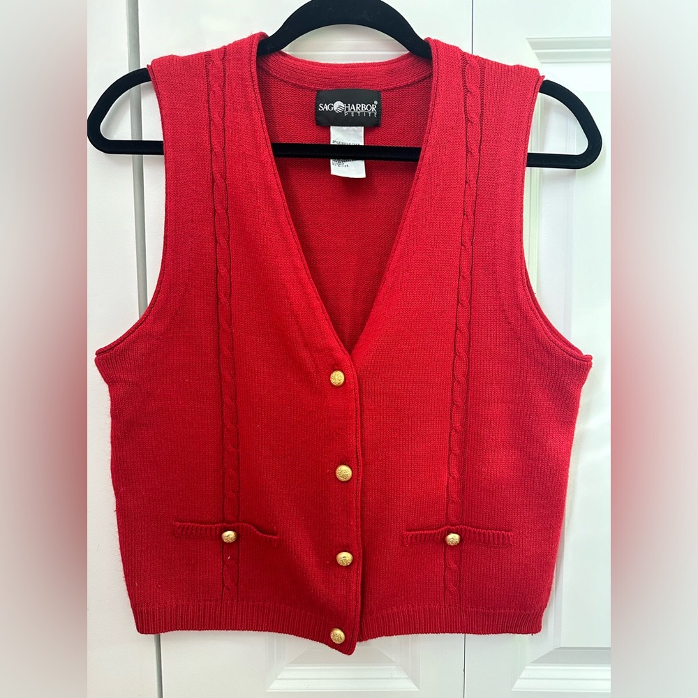 ❤️90s Sag Harbor Red Vest❤️ Womens petite medium.